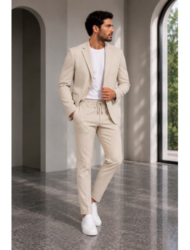 GFL-2622 SLİMFİT KREM GOFLE TAKIM ELBİSE