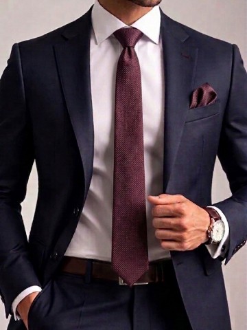 Bordo Kravat - Mendil Takımı