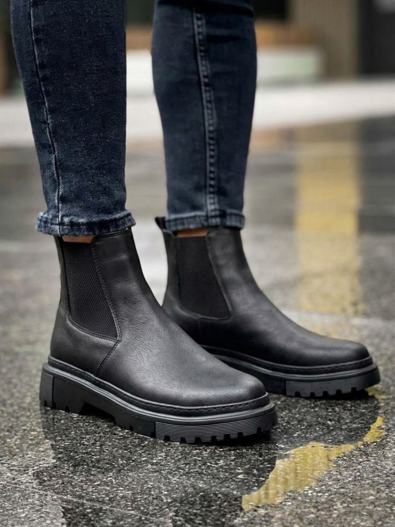 OLD-102 Siyah Mat Cilt Kışlık Bot