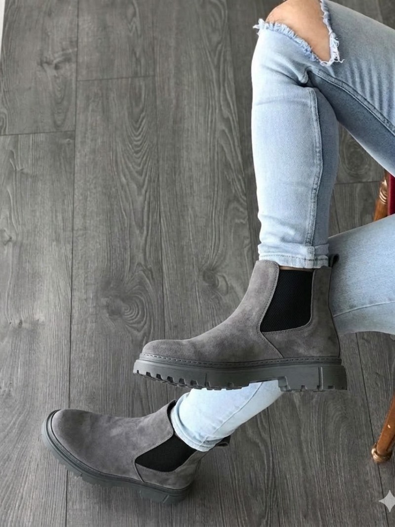 OLD-113 Gri Süet Kışlık Bot