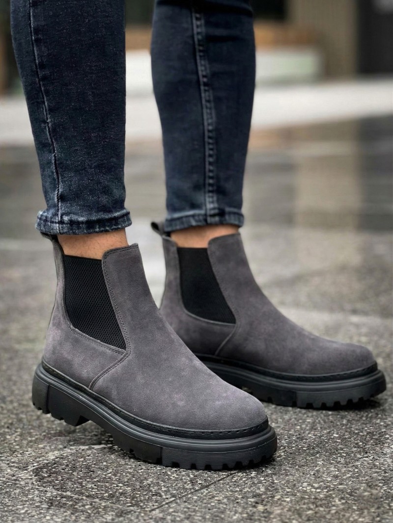 OLD-113 Gri Süet Kışlık Bot