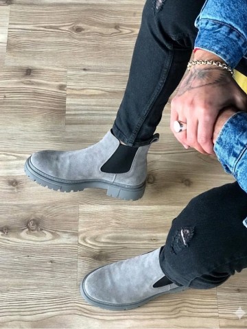 OLD-113 Gri Süet Kışlık Bot