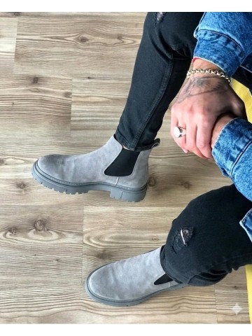 OLD-113 Gri Süet Kışlık Bot