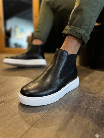 OLD-200 Deri Mat Siyah Beyaz Taban