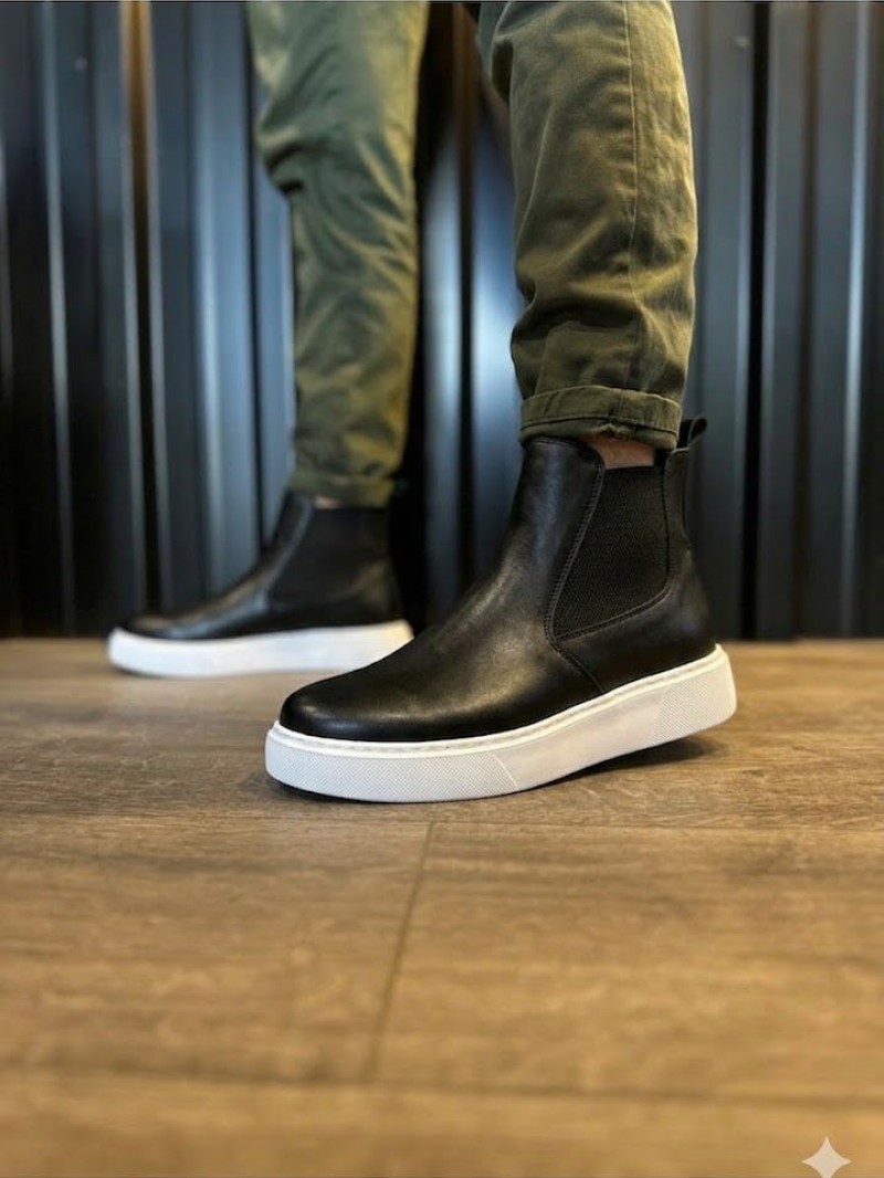 OLD-200 Deri Mat Siyah Beyaz Taban