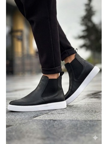 OLD-201 Deri Mat Siyah Beyaz Taban