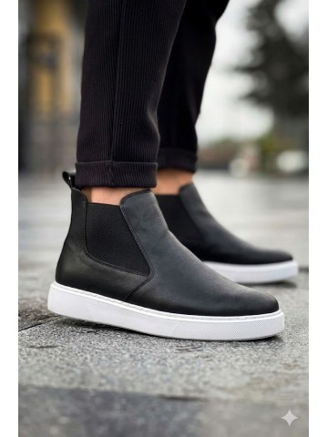 OLD-201 Deri Mat Siyah Beyaz Taban