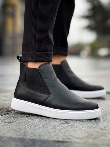 OLD-201 Deri Mat Siyah Beyaz Taban