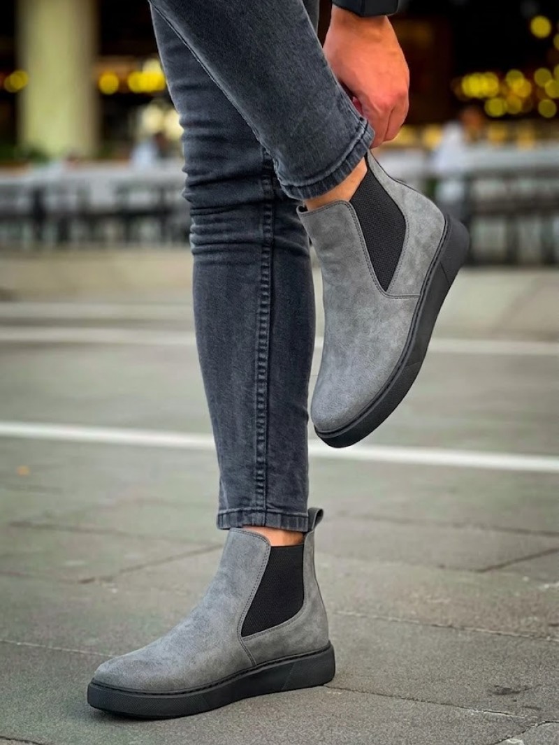 OLD-203 Gri Deri Beyaz Taban