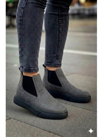 OLD-203 Gri Deri Beyaz Taban