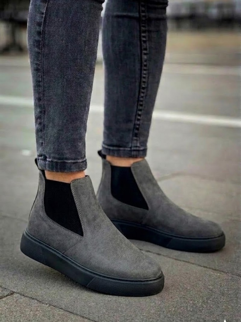 OLD-203 Gri Deri Beyaz Taban