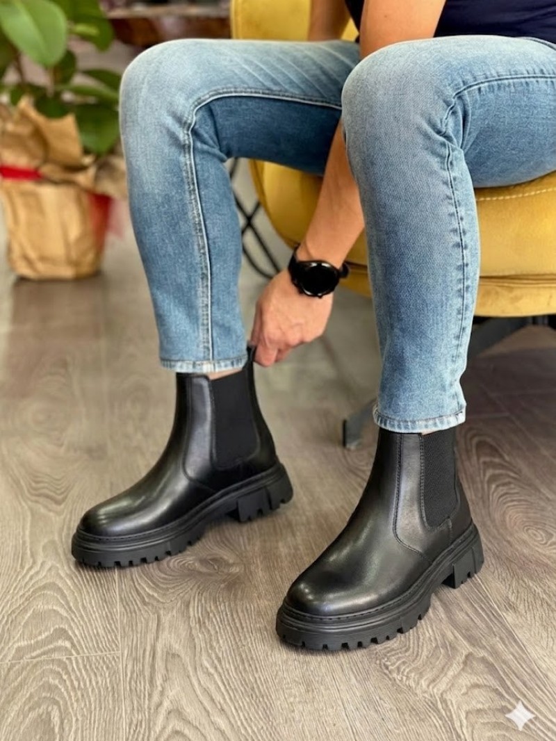 OLD-211 Siyah Düz Deri EvA Taban