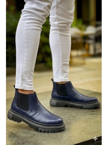 OLD-213 Lacivert Düz Deri EvA Taban