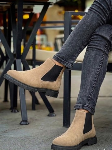 OLD-231 Krem Süet Siyah Taban