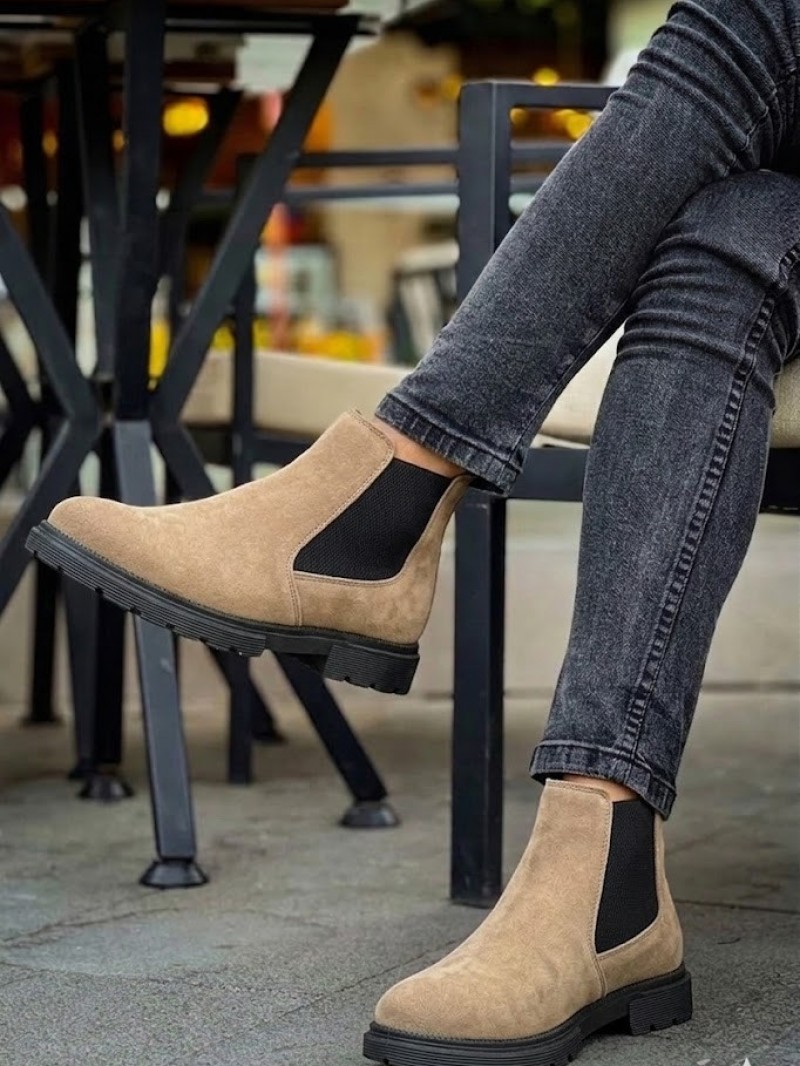 OLD-231 Krem Süet Siyah Taban