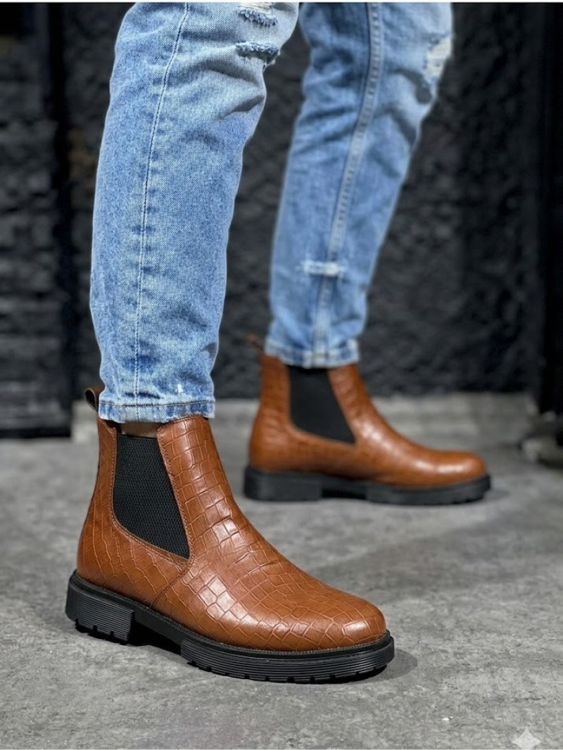 OLD-233 Damalı Taba Deri Siyah Taban