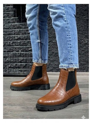 OLD-233 Damalı Taba Deri Siyah Taban