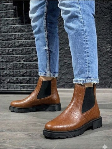 OLD-233 Damalı Taba Deri Siyah Taban