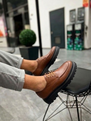 OLD-5052  taba  Deri Bağcıklı