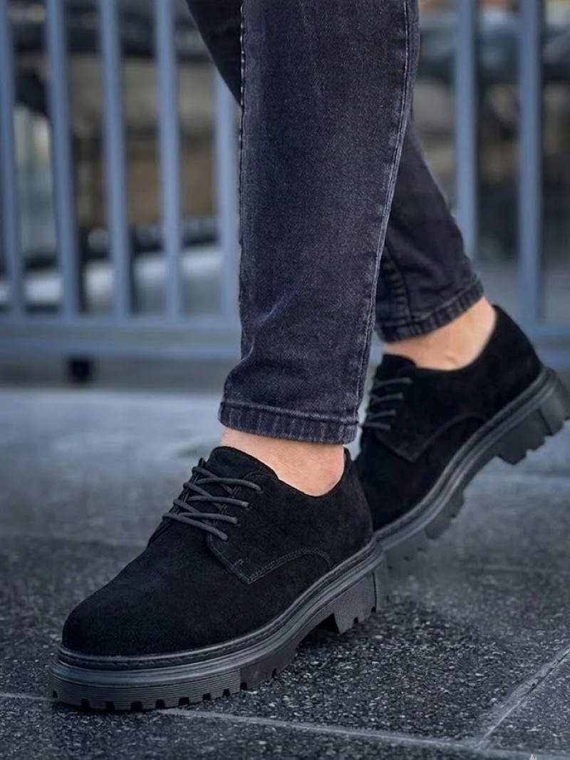 OLD-5060 Siyah Deri Bağcıklı