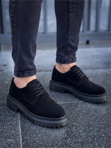 OLD-5060 Siyah Deri Bağcıklı