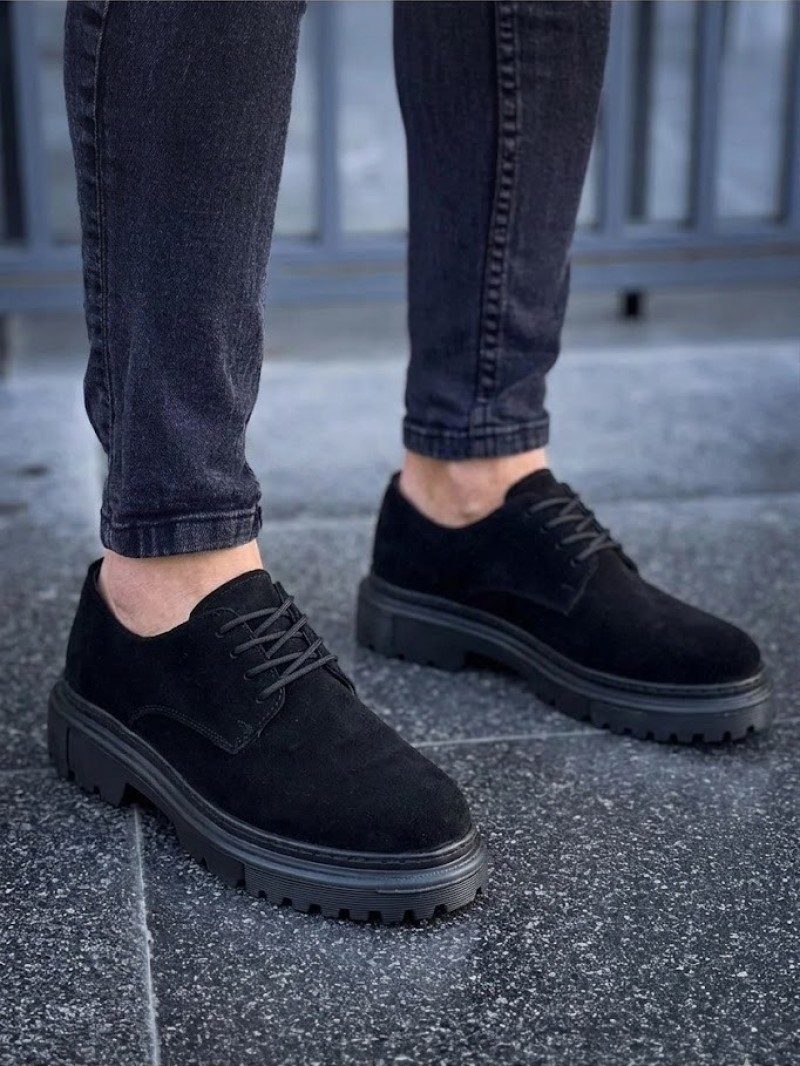 OLD-5060 Siyah Deri Bağcıklı