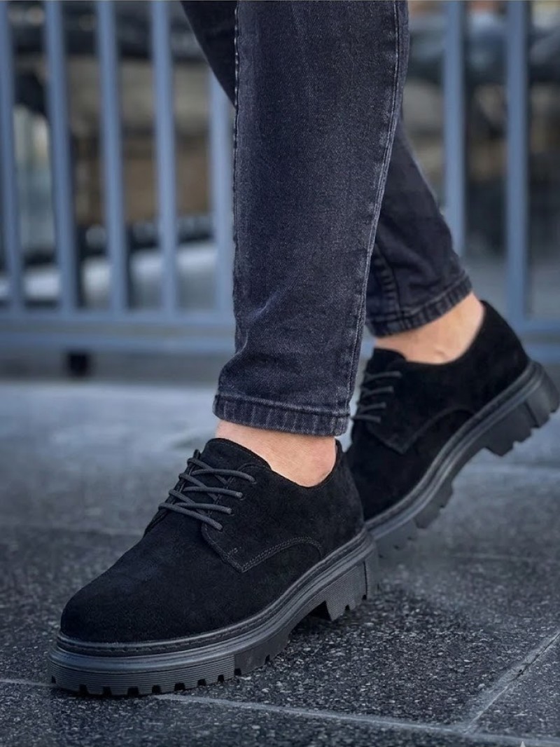 OLD-5060 Siyah Deri Bağcıklı