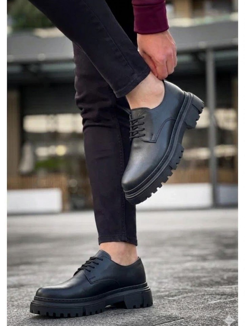 OLD-5061 Siyah Deri Bağcıklı