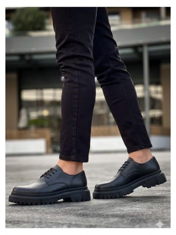 OLD-5061 Siyah Deri Bağcıklı