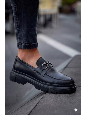 OLD-5070 Siyah Deri Tokalı Eva taban