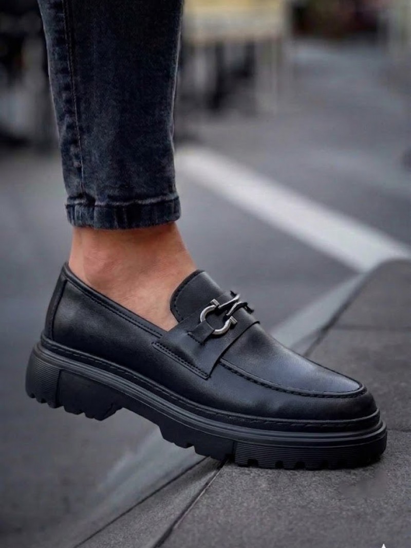 OLD-5070 Siyah Deri Tokalı Eva taban