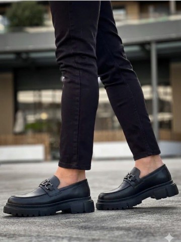 OLD-5071 Siyah Deri Valantino Eva taban