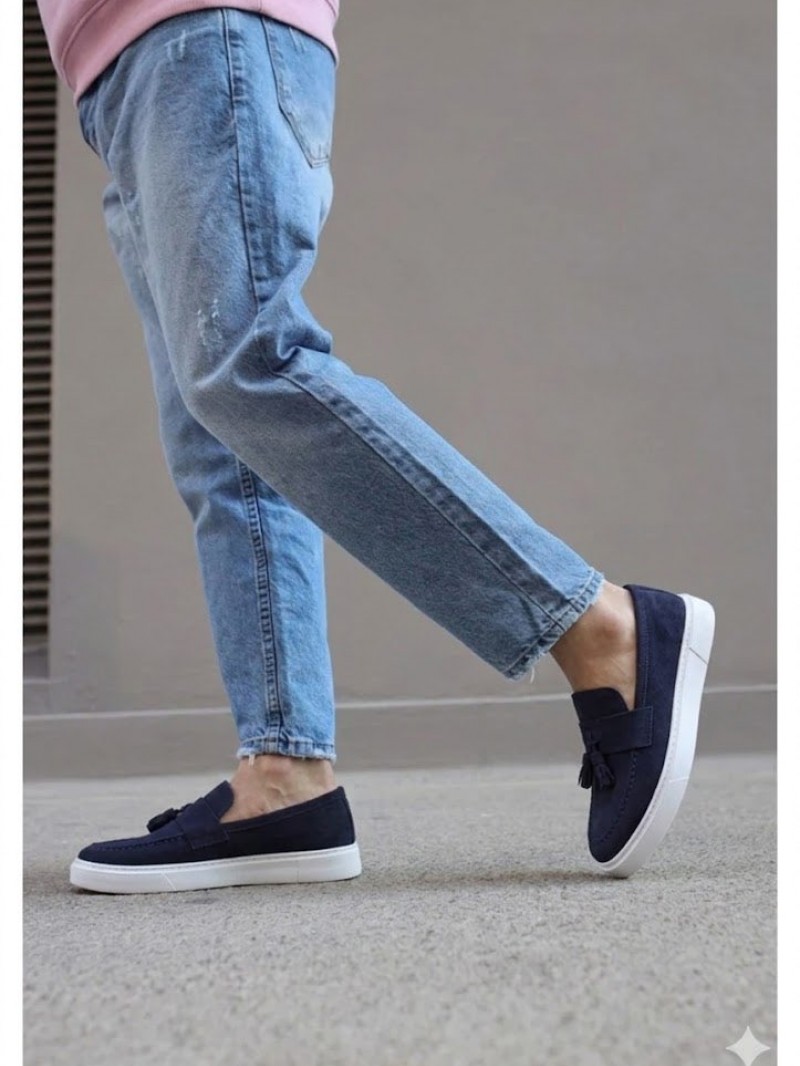 OLD-5401 Süet Lacivert Demir Toka