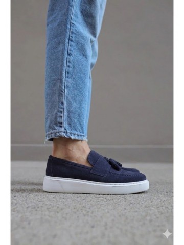 OLD-5103 Süet Lacivert Püsküllü