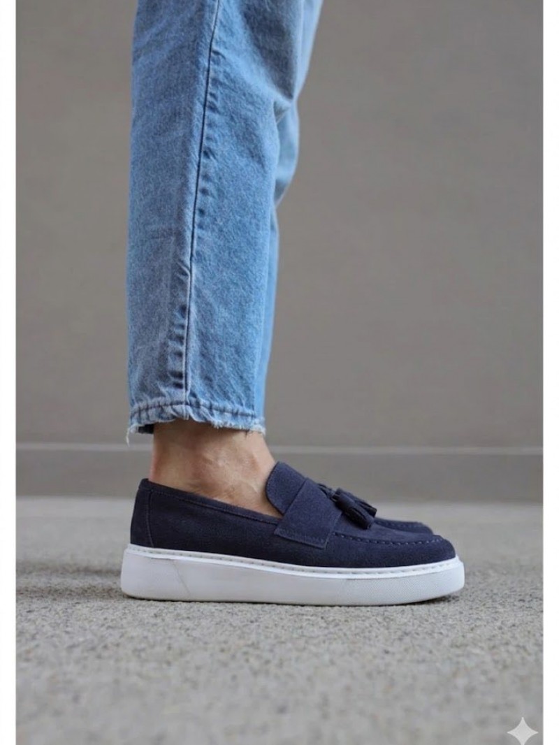 OLD-5103 Süet Lacivert Püsküllü