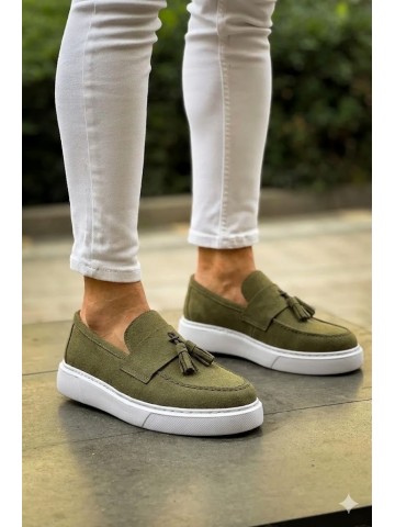 OLD-5104 Süet Haki Yeşil Püsküllü