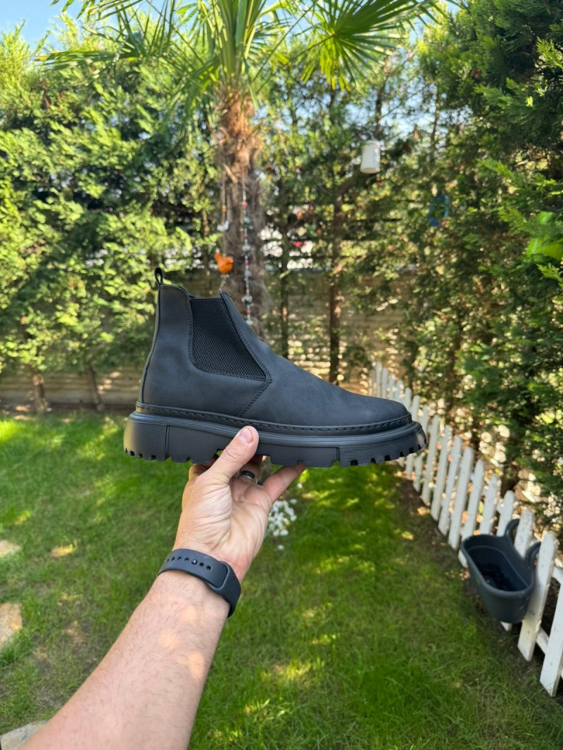 OLD-102 Siyah Mat Cilt Kışlık Bot