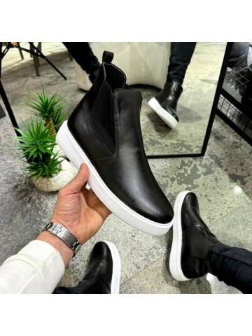 OLD-200 Deri Mat Siyah Beyaz Taban