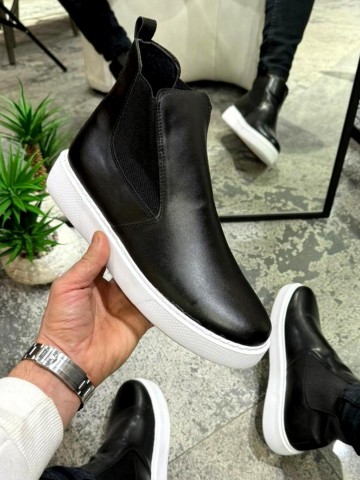 OLD-200 Deri Mat Siyah Beyaz Taban