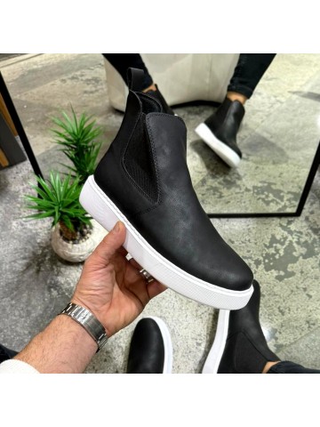 OLD-201 Deri Mat Siyah Beyaz Taban