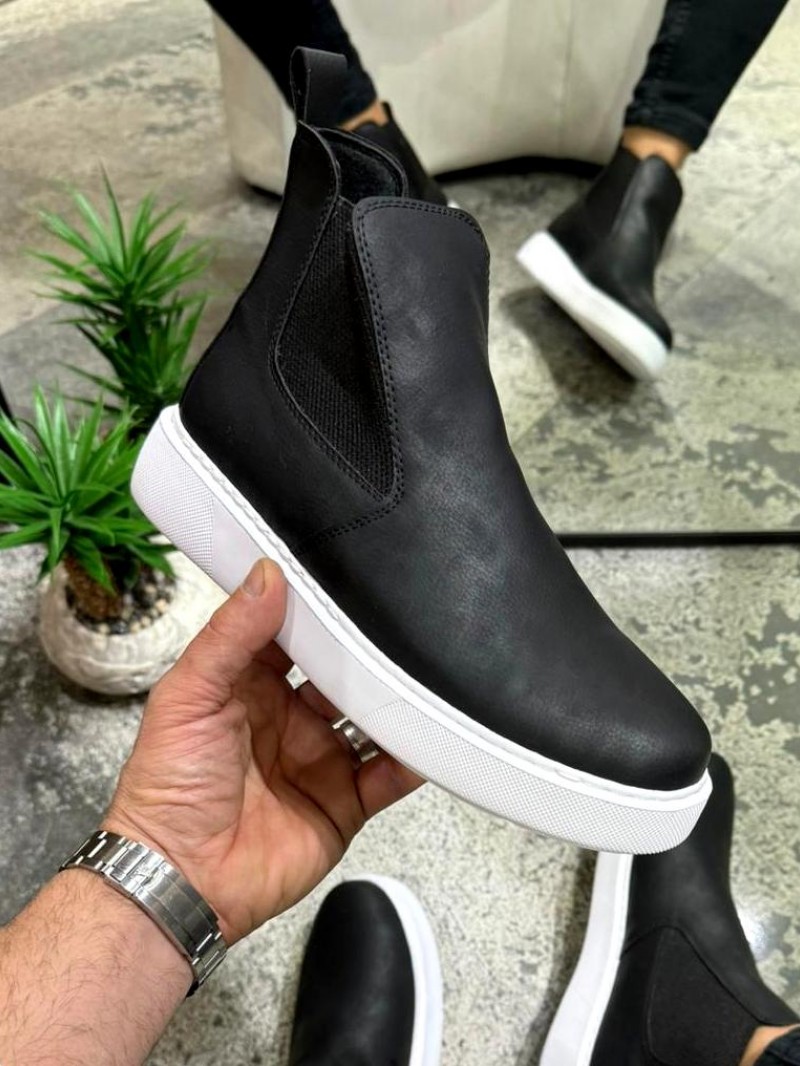 OLD-201 Deri Mat Siyah Beyaz Taban