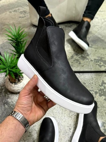 OLD-201 Deri Mat Siyah Beyaz Taban