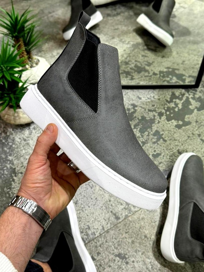 OLD-202 Gri Deri Beyaz Taban