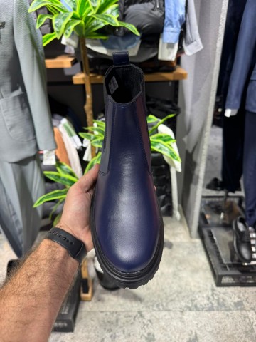 OLD-213 Lacivert Düz Deri EvA Taban