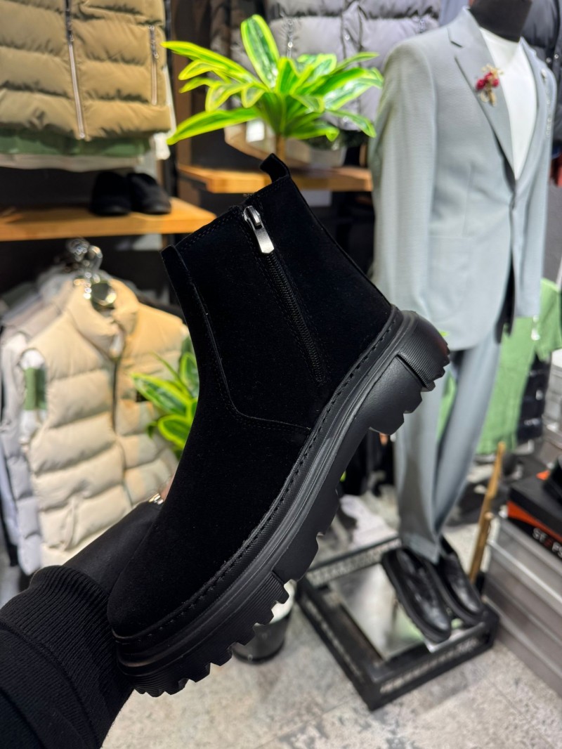 OLD-220  Siyah Süet Yandan Fermuarlı