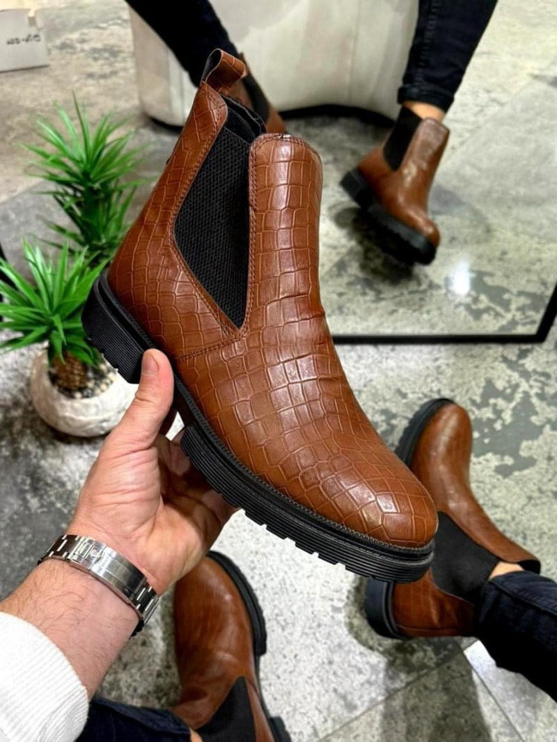 OLD-233 Damalı Taba Deri Siyah Taban