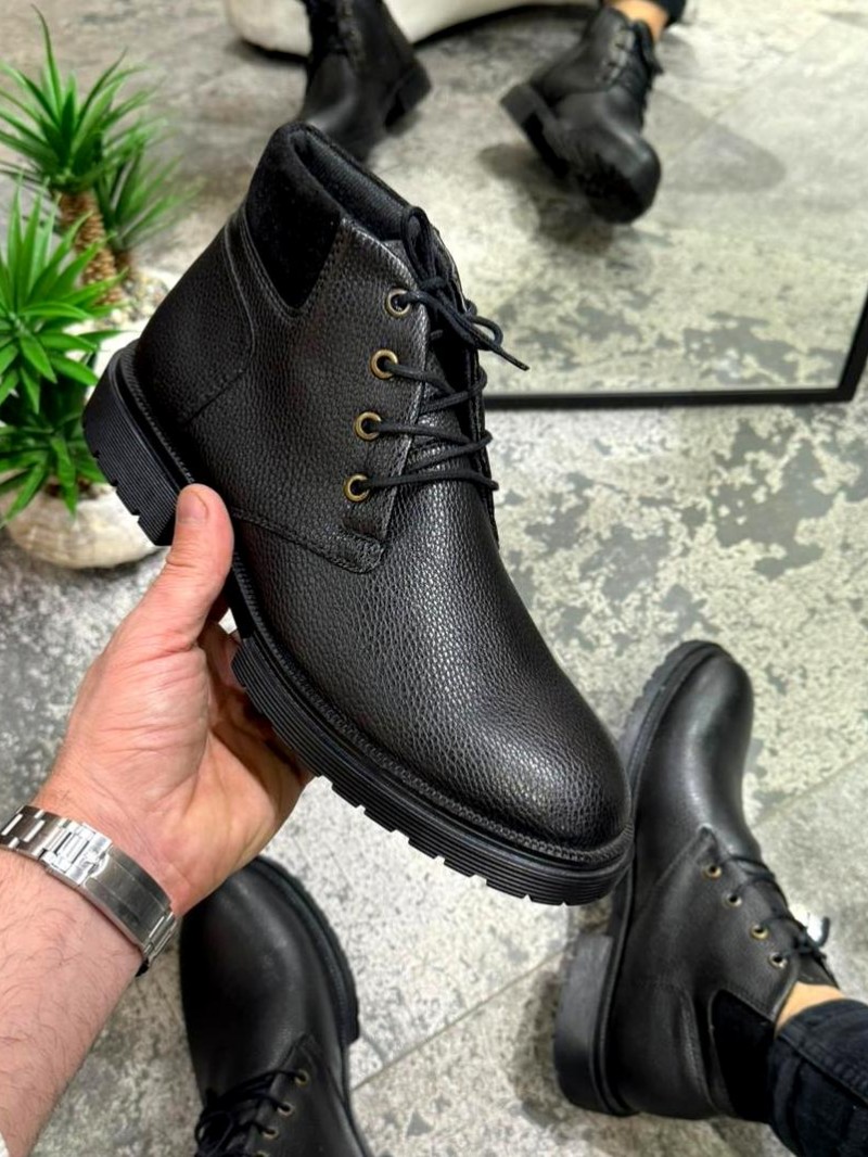 OLD-241 Siyah Deri Taban Bağcıklı