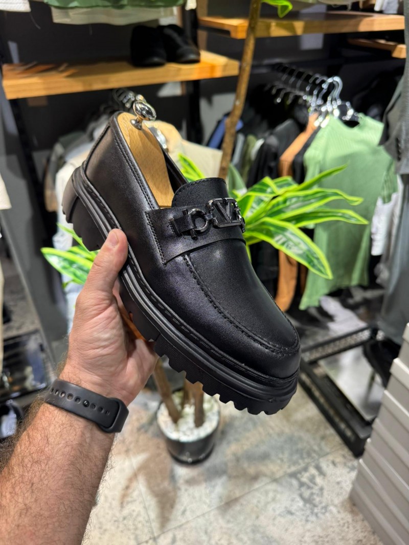 OLD-5071 Siyah Deri Valantino Eva taban