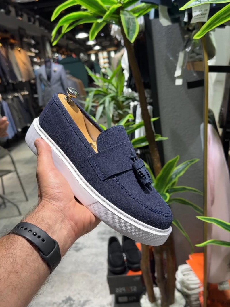 OLD-5103 Süet Lacivert Püsküllü