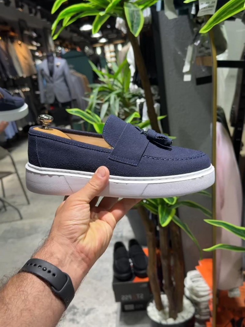 OLD-5103 Süet Lacivert Püsküllü